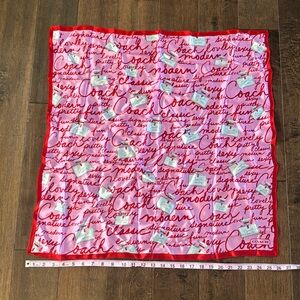 NWOT coach 26”x26” pink and red signature scarf for neck hair or decor 100% silk